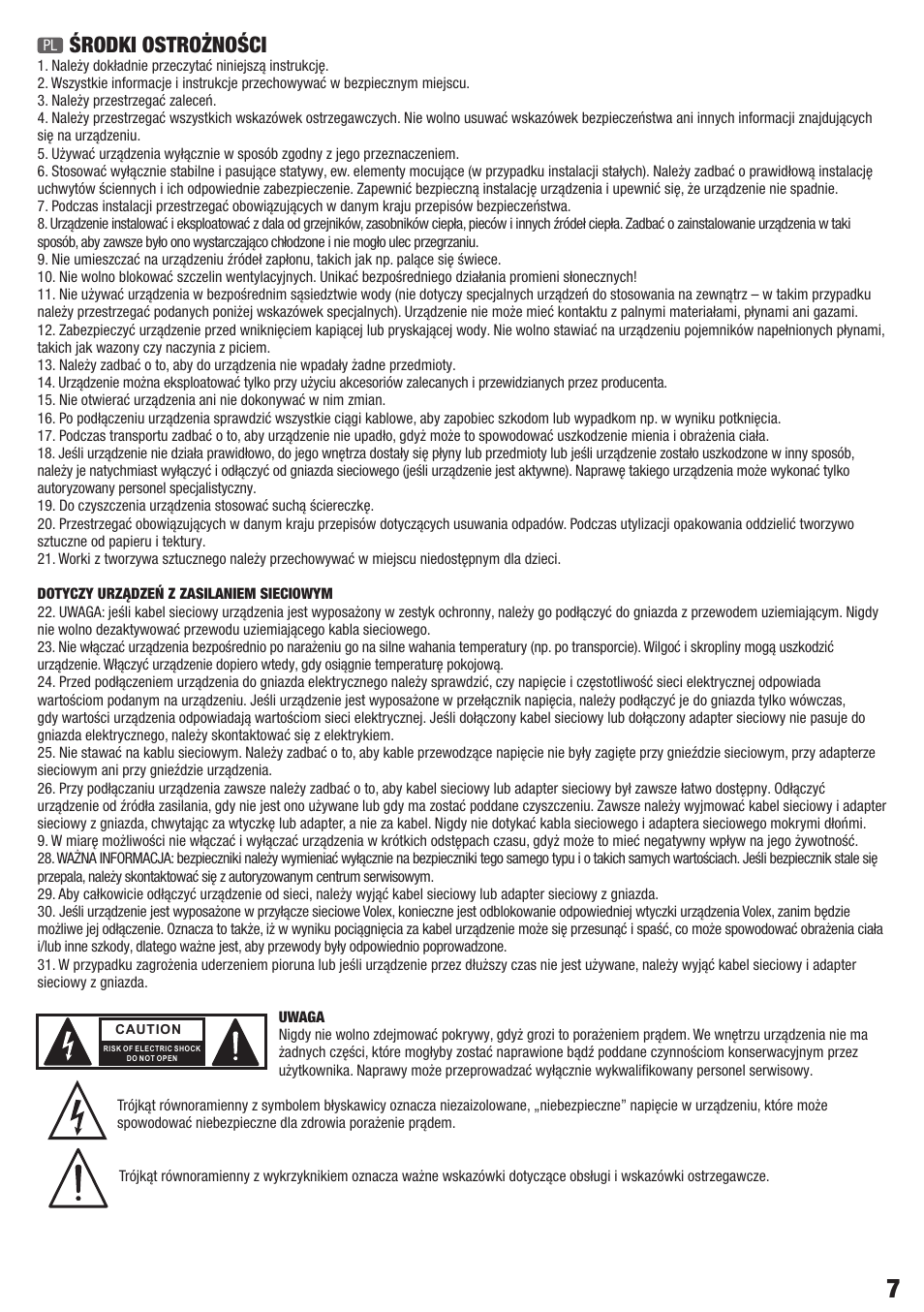 Środki ostrożności | LD Systems VA 8 User Manual | Page 7 / 28