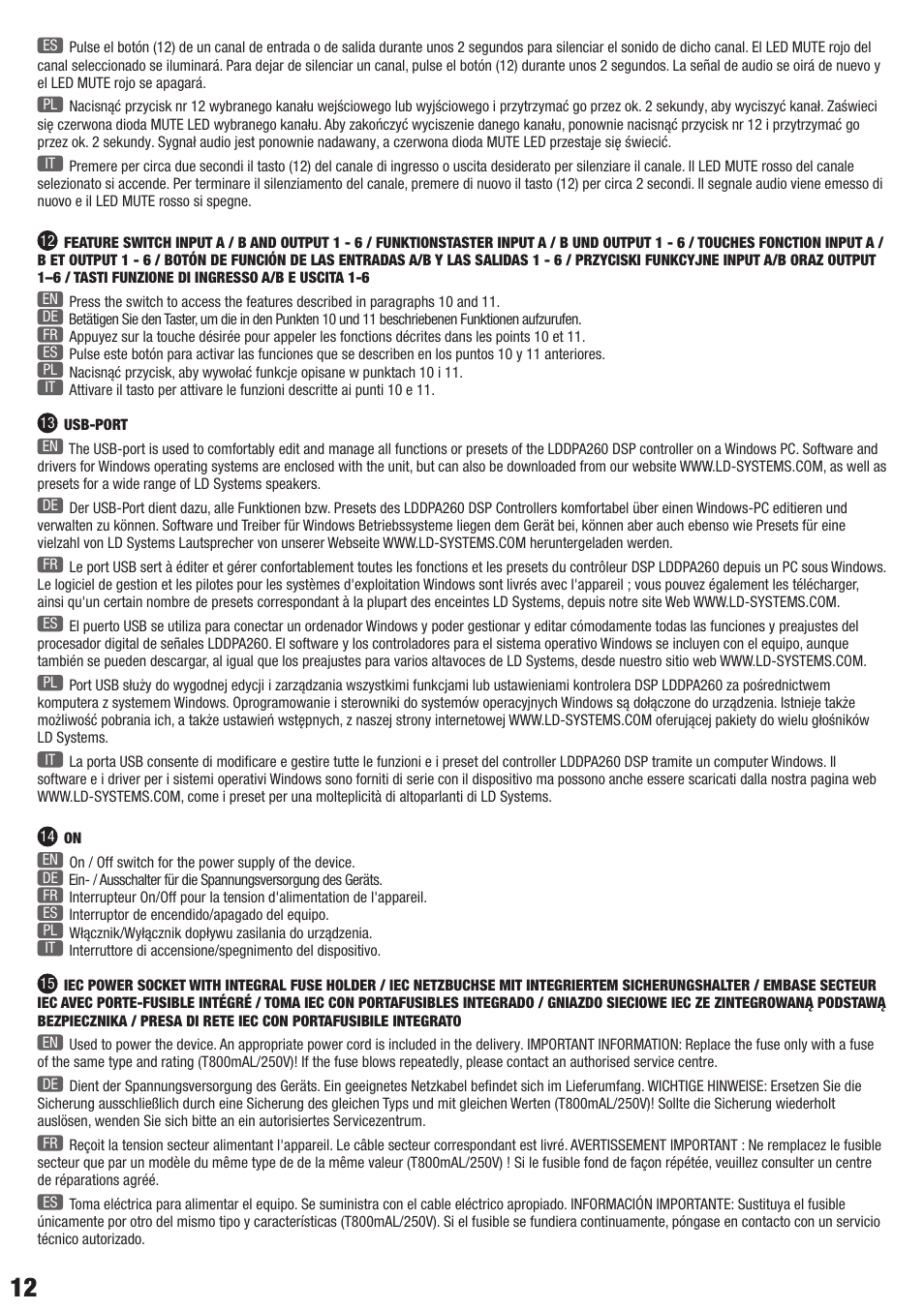 LD Systems DPA 260 User Manual | Page 12 / 28