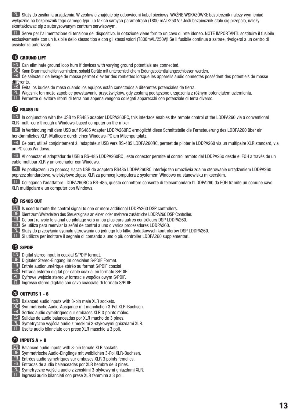 LD Systems DPA 260 User Manual | Page 13 / 28