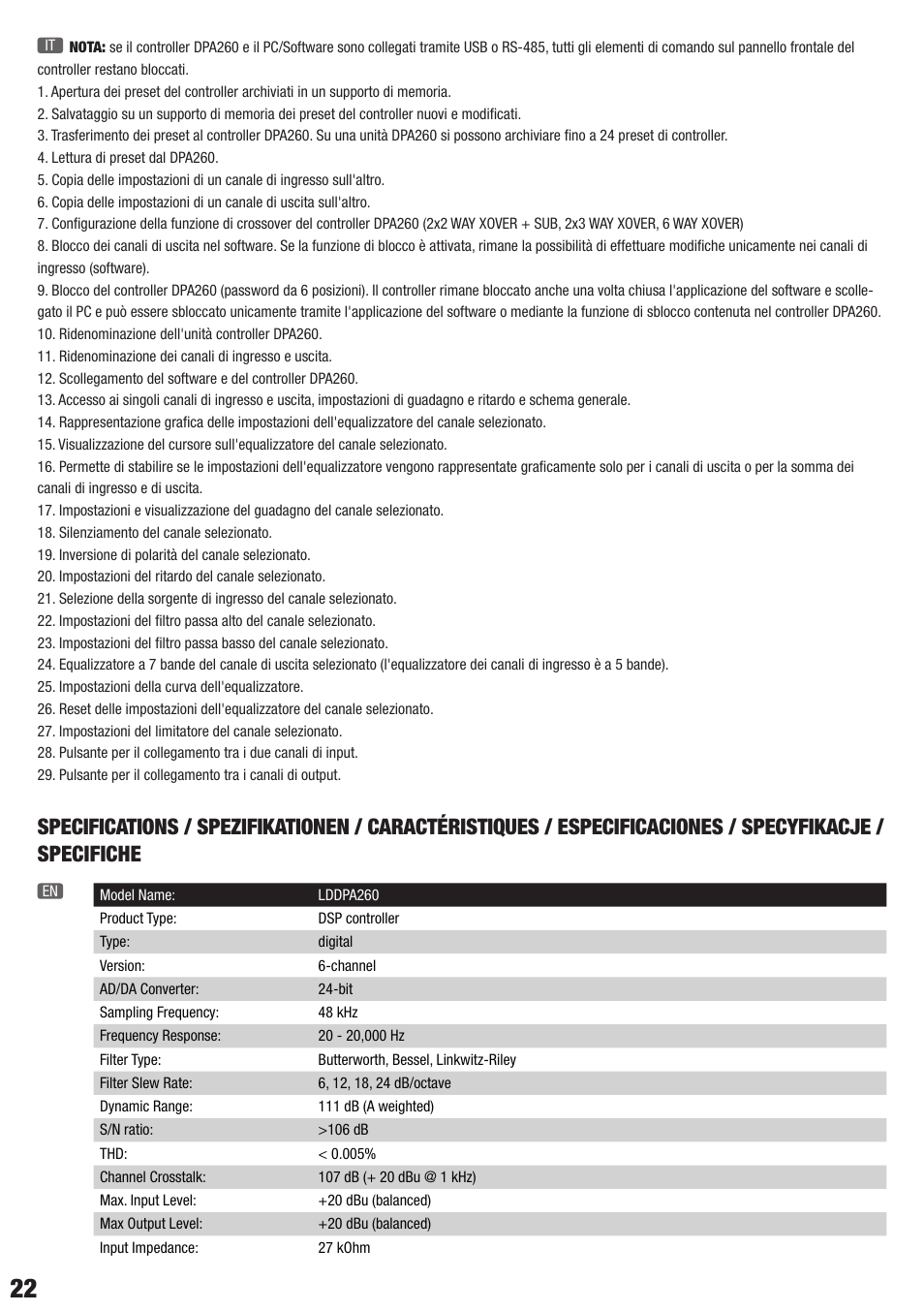 LD Systems DPA 260 User Manual | Page 22 / 28