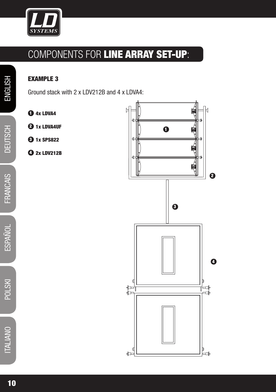 Components for line array set-up | LD Systems V 212 SUB User Manual | Page 10 / 88