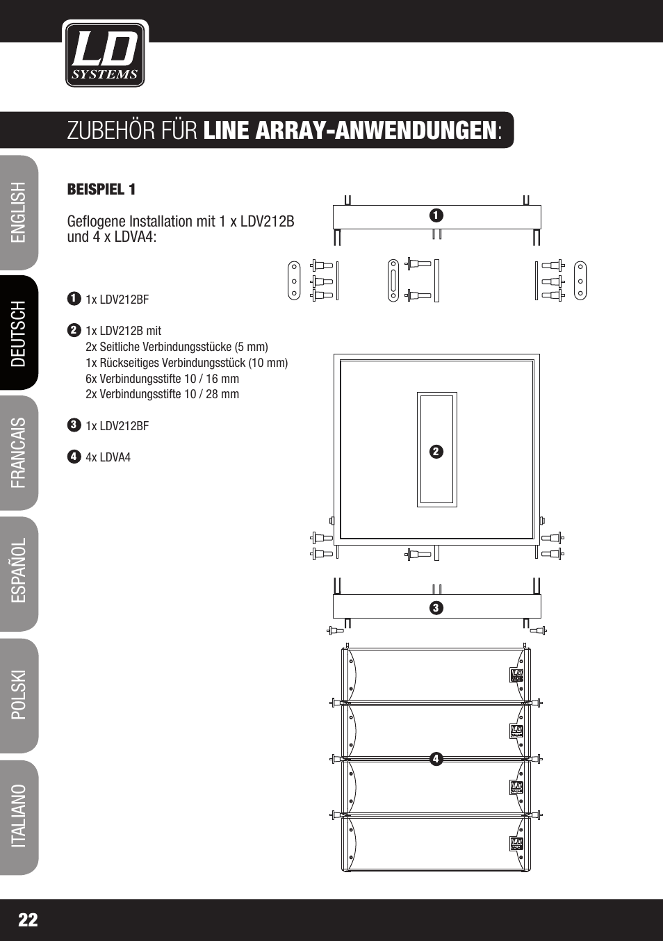 Zubehör für line array-anwendungen | LD Systems V 212 SUB User Manual | Page 22 / 88