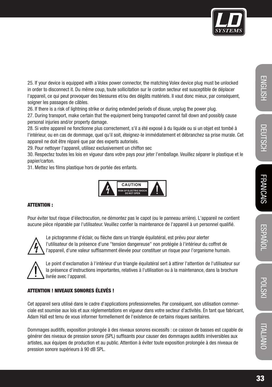 LD Systems V 212 SUB User Manual | Page 33 / 88