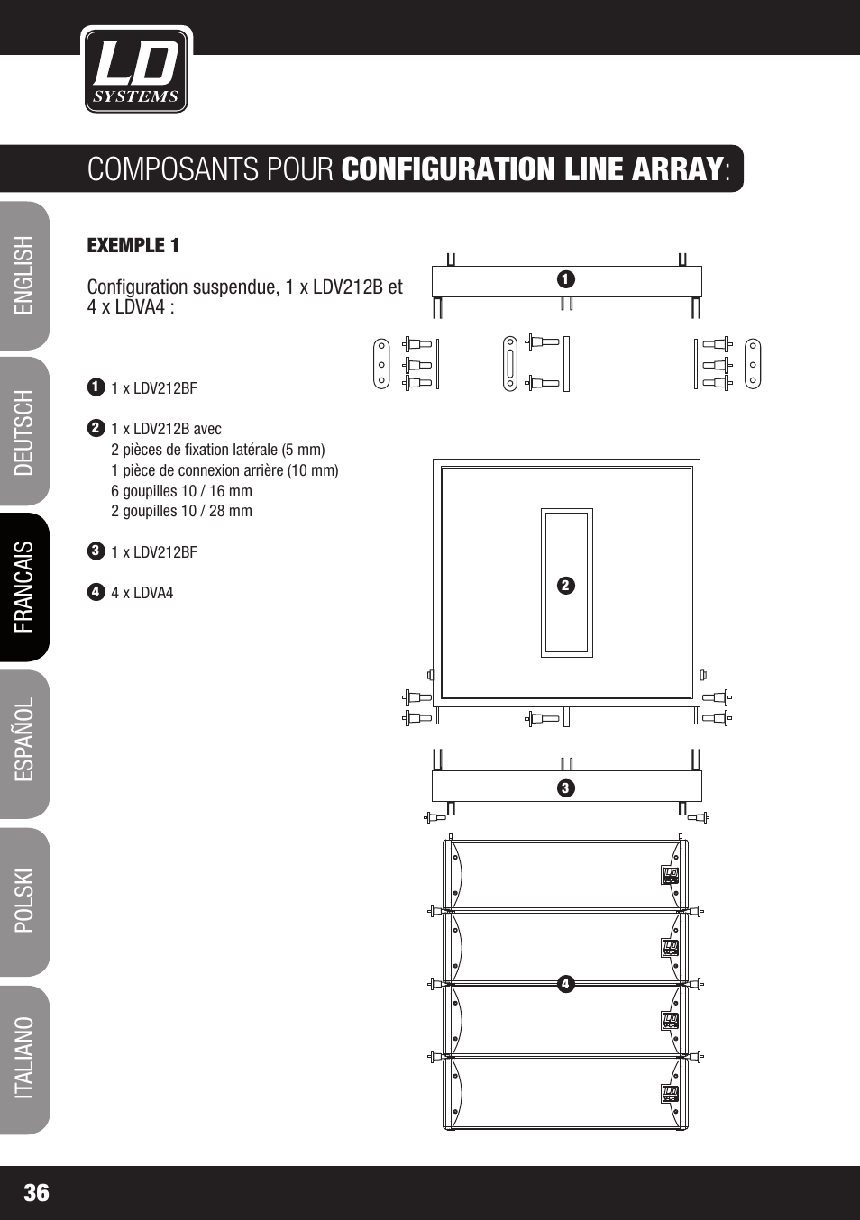 Composants pour configuration line array | LD Systems V 212 SUB User Manual | Page 36 / 88