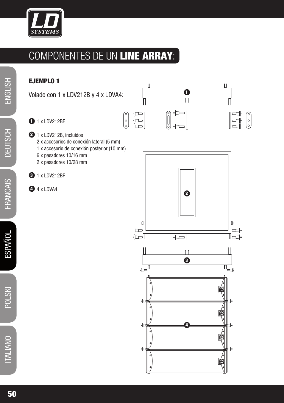 Componentes de un line array | LD Systems V 212 SUB User Manual | Page 50 / 88