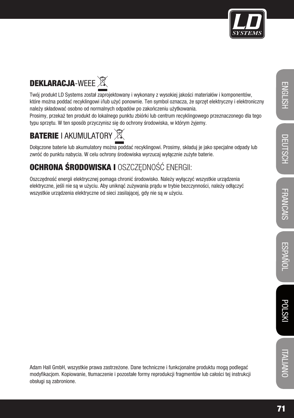 LD Systems V 212 SUB User Manual | Page 71 / 88