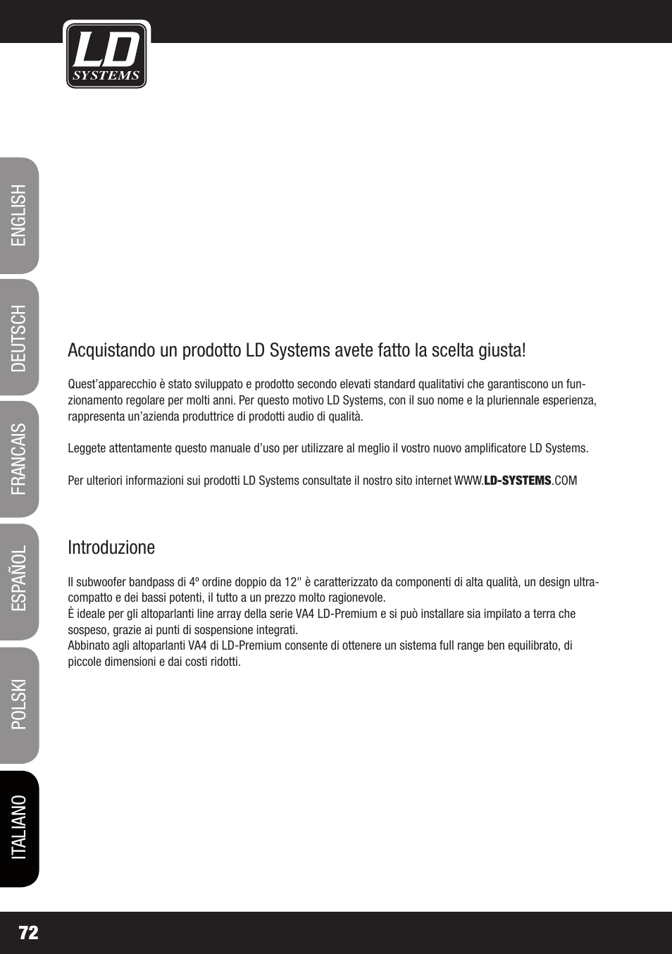 LD Systems V 212 SUB User Manual | Page 72 / 88