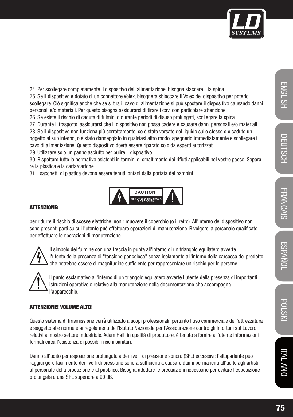 LD Systems V 212 SUB User Manual | Page 75 / 88