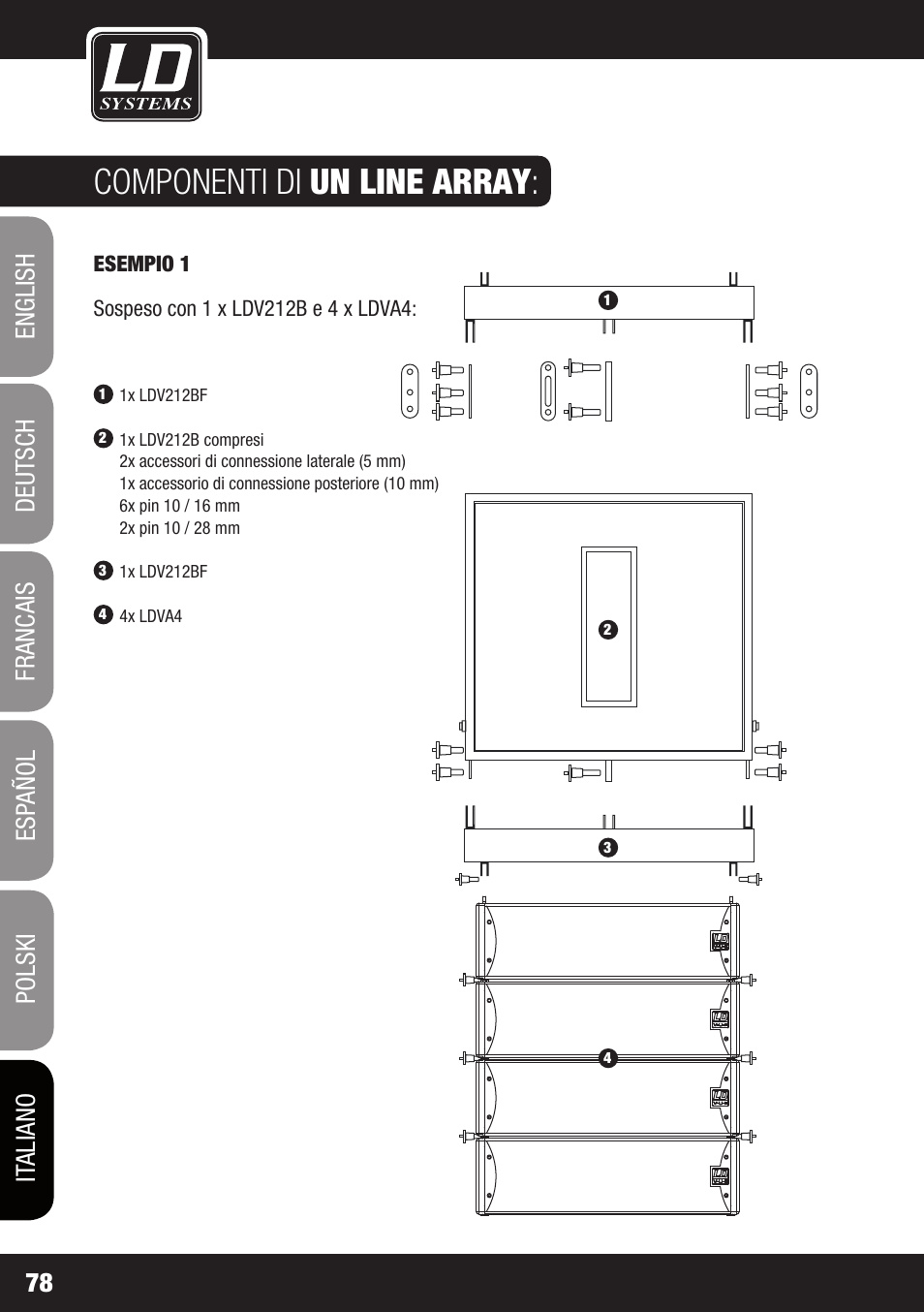Componenti di un line array | LD Systems V 212 SUB User Manual | Page 78 / 88