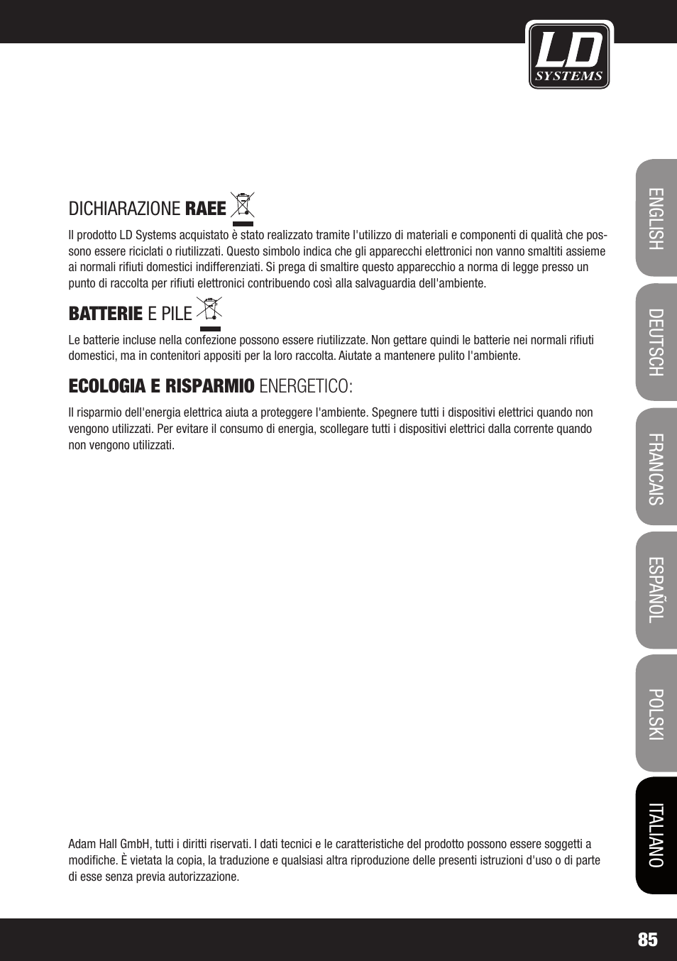 LD Systems V 212 SUB User Manual | Page 85 / 88