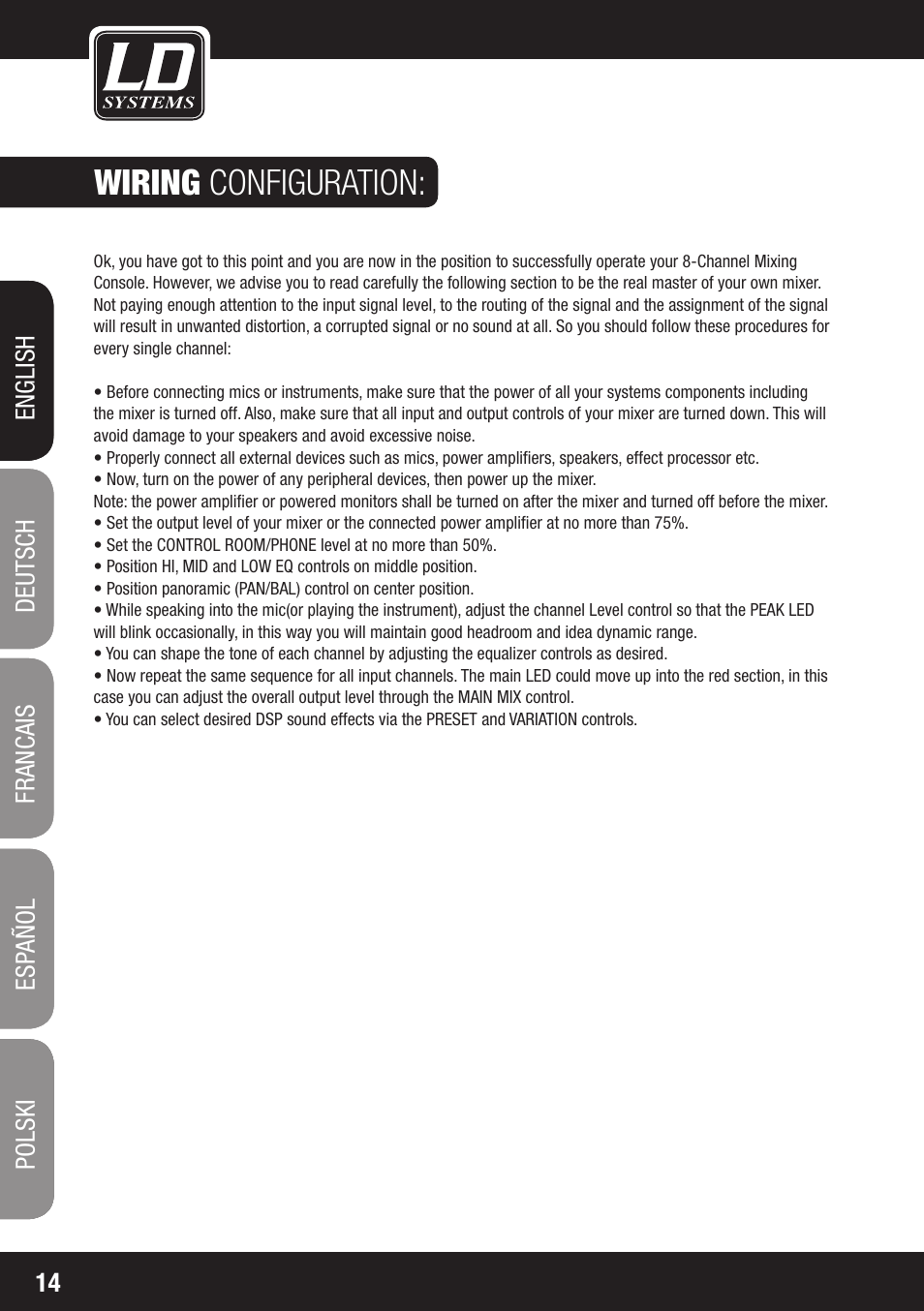 Wiring configuration | LD Systems LAX 8 D User Manual | Page 14 / 104