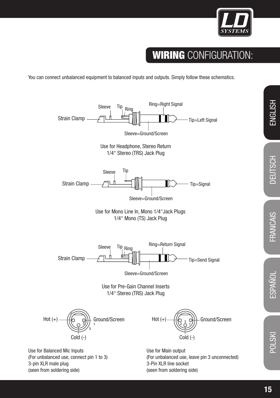 Wiring configuration | LD Systems LAX 8 D User Manual | Page 15 / 104