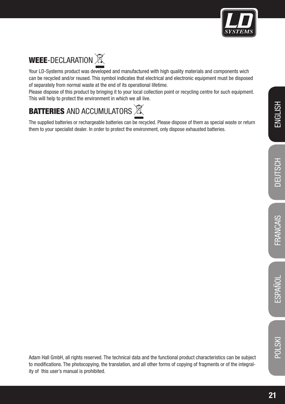 LD Systems LAX 8 D User Manual | Page 21 / 104