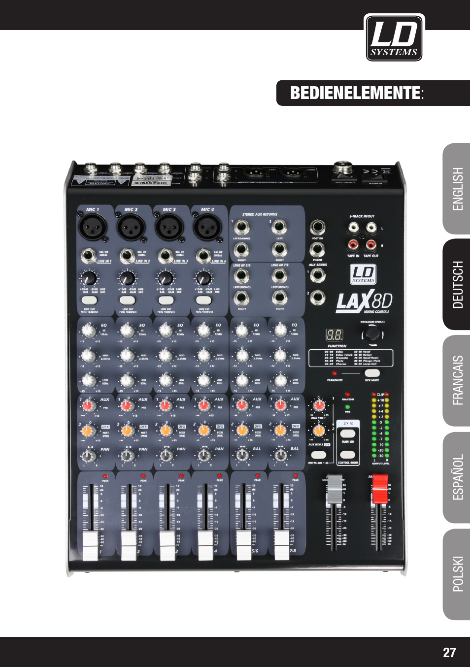 Bedienelemente | LD Systems LAX 8 D User Manual | Page 27 / 104