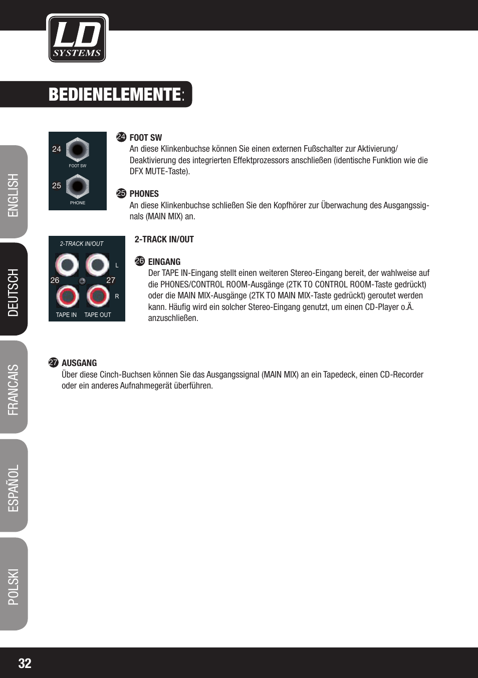 Bedienelemente | LD Systems LAX 8 D User Manual | Page 32 / 104