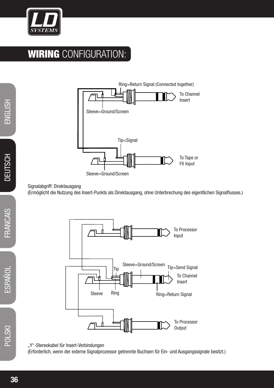 Wiring configuration | LD Systems LAX 8 D User Manual | Page 36 / 104