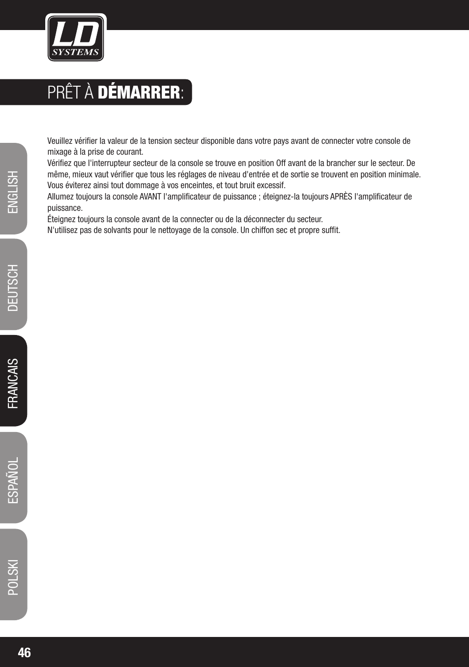 Prêt à démarrer | LD Systems LAX 8 D User Manual | Page 46 / 104