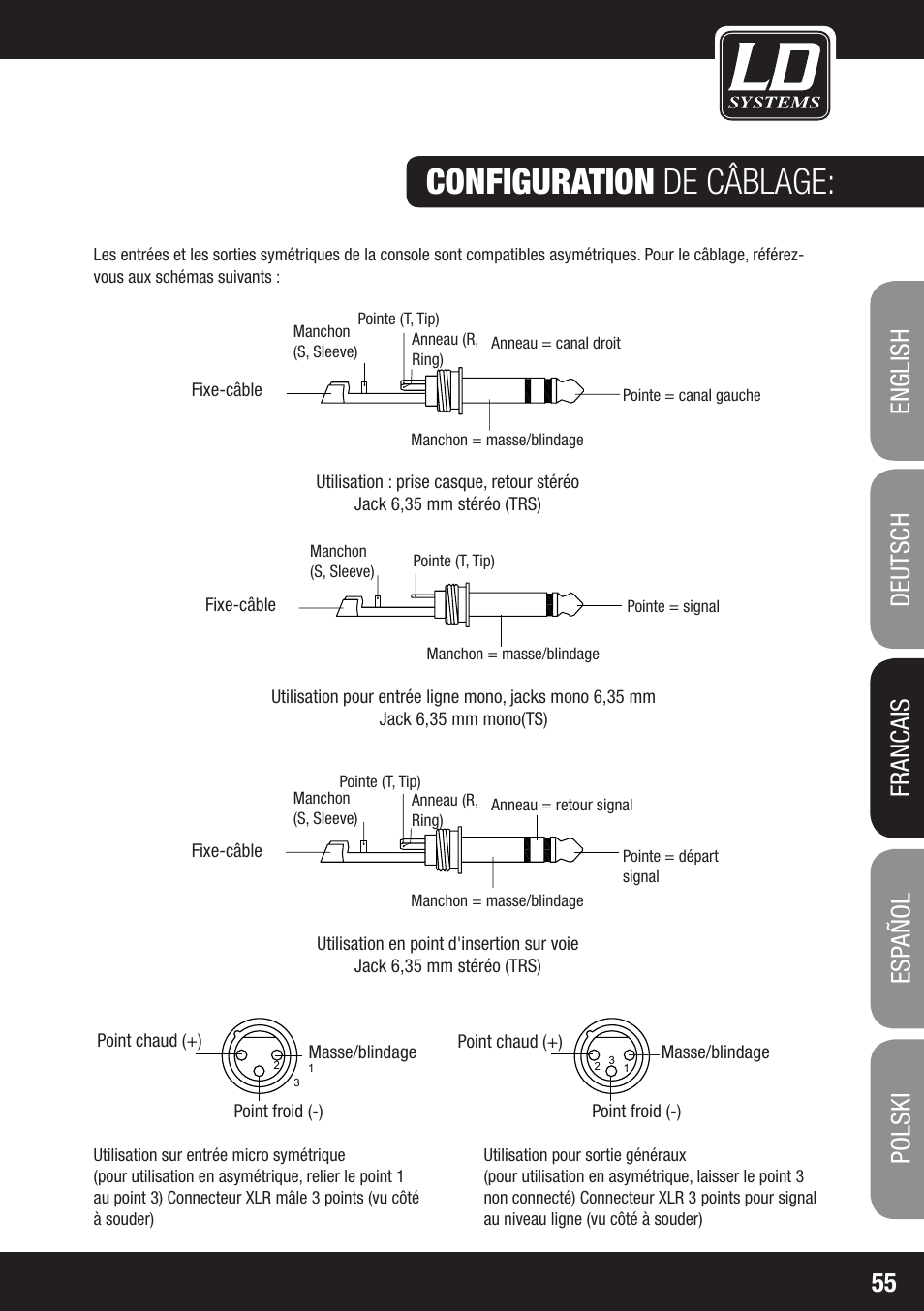 Configuration de câblage | LD Systems LAX 8 D User Manual | Page 55 / 104