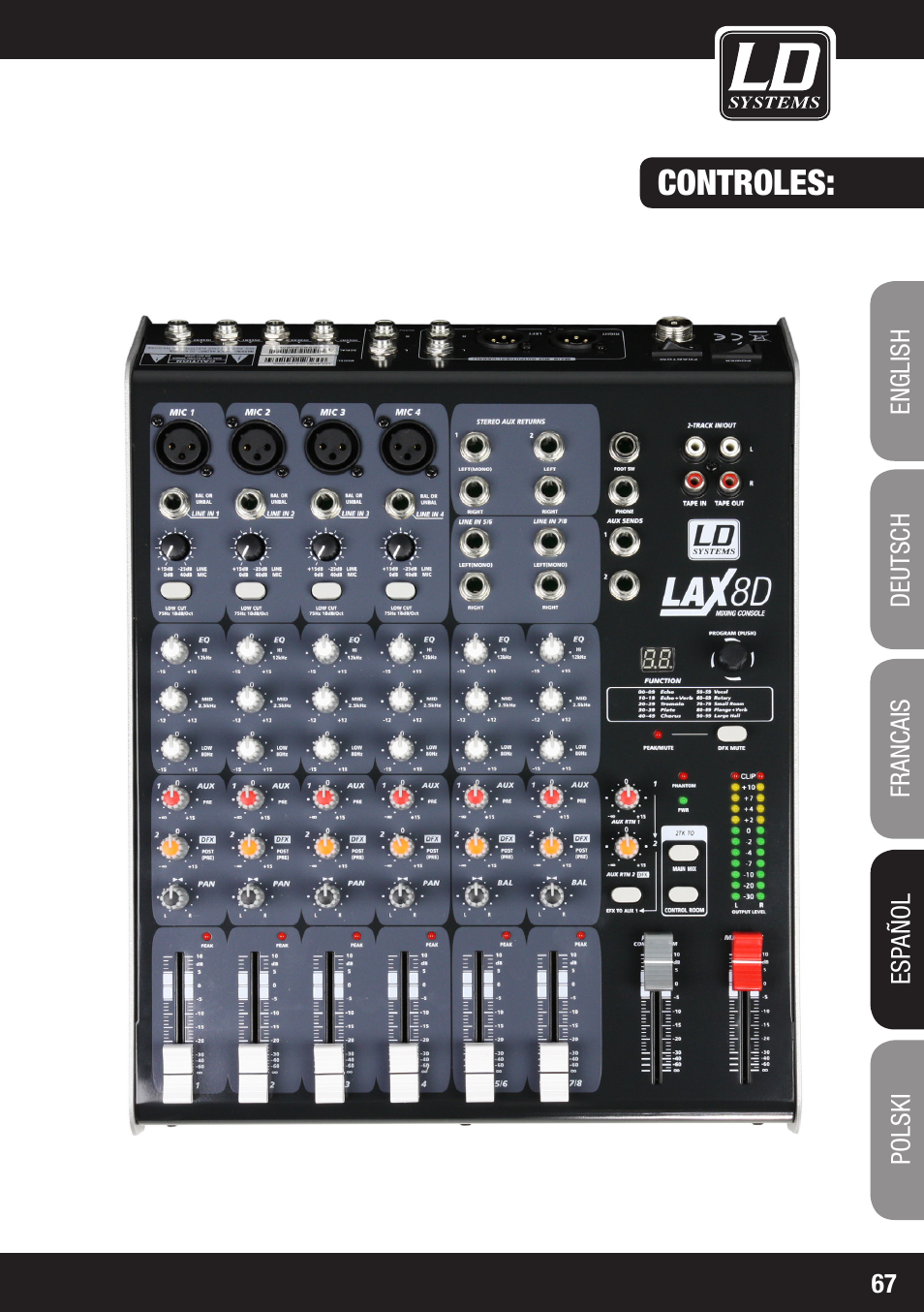 Controles | LD Systems LAX 8 D User Manual | Page 67 / 104