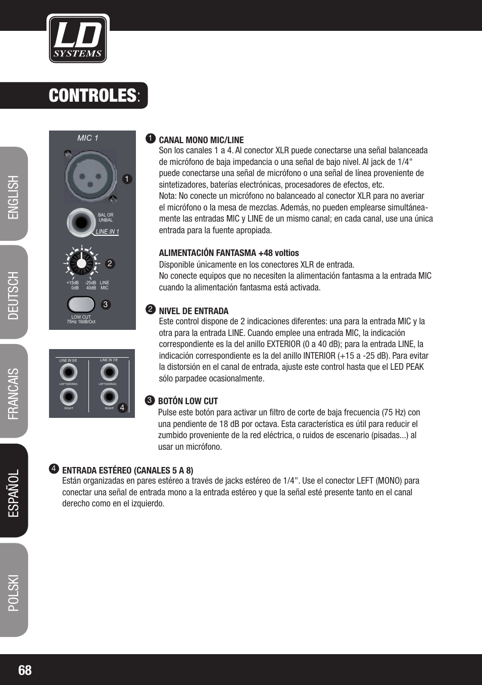 Controles | LD Systems LAX 8 D User Manual | Page 68 / 104