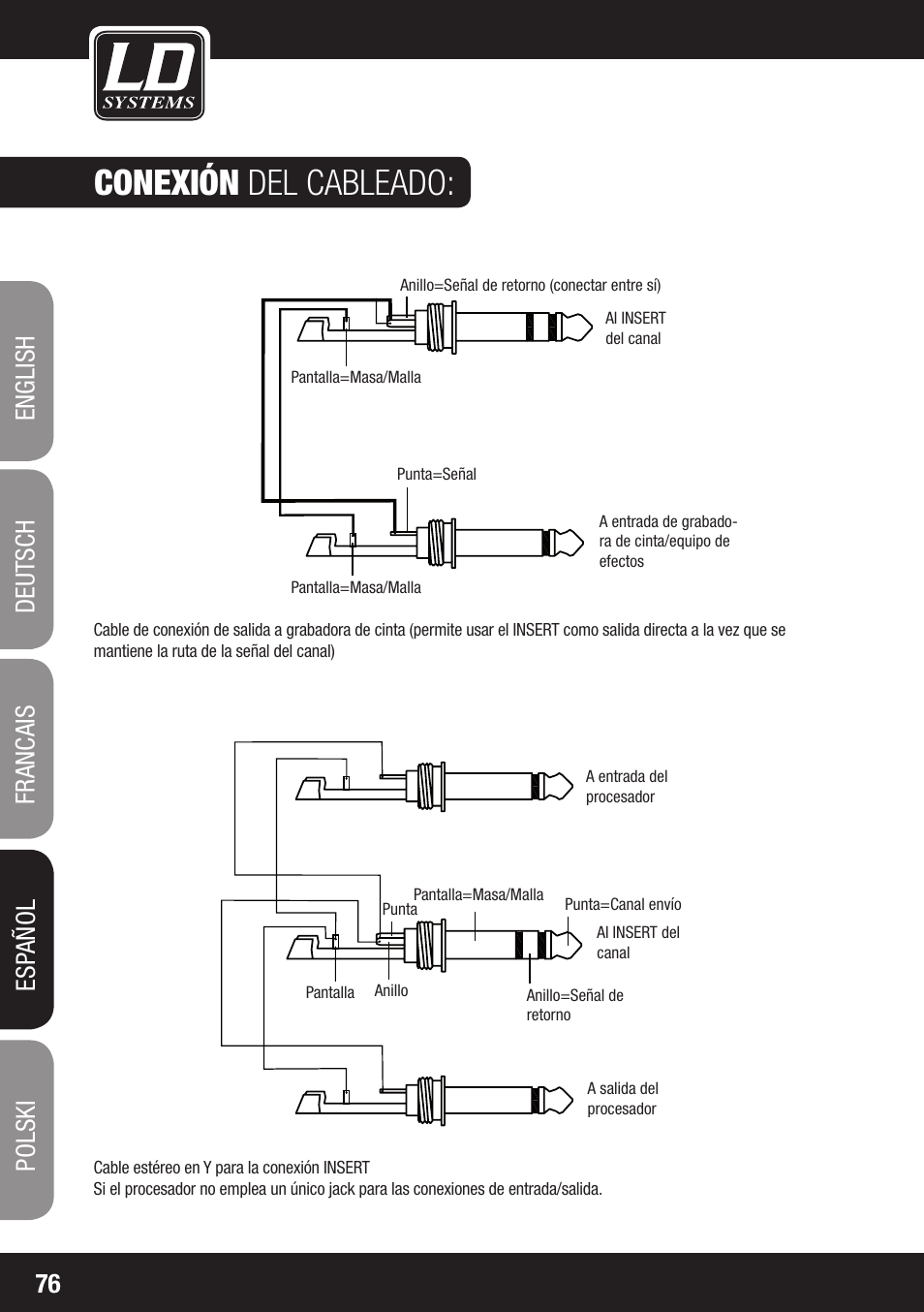 Conexión del cableado | LD Systems LAX 8 D User Manual | Page 76 / 104