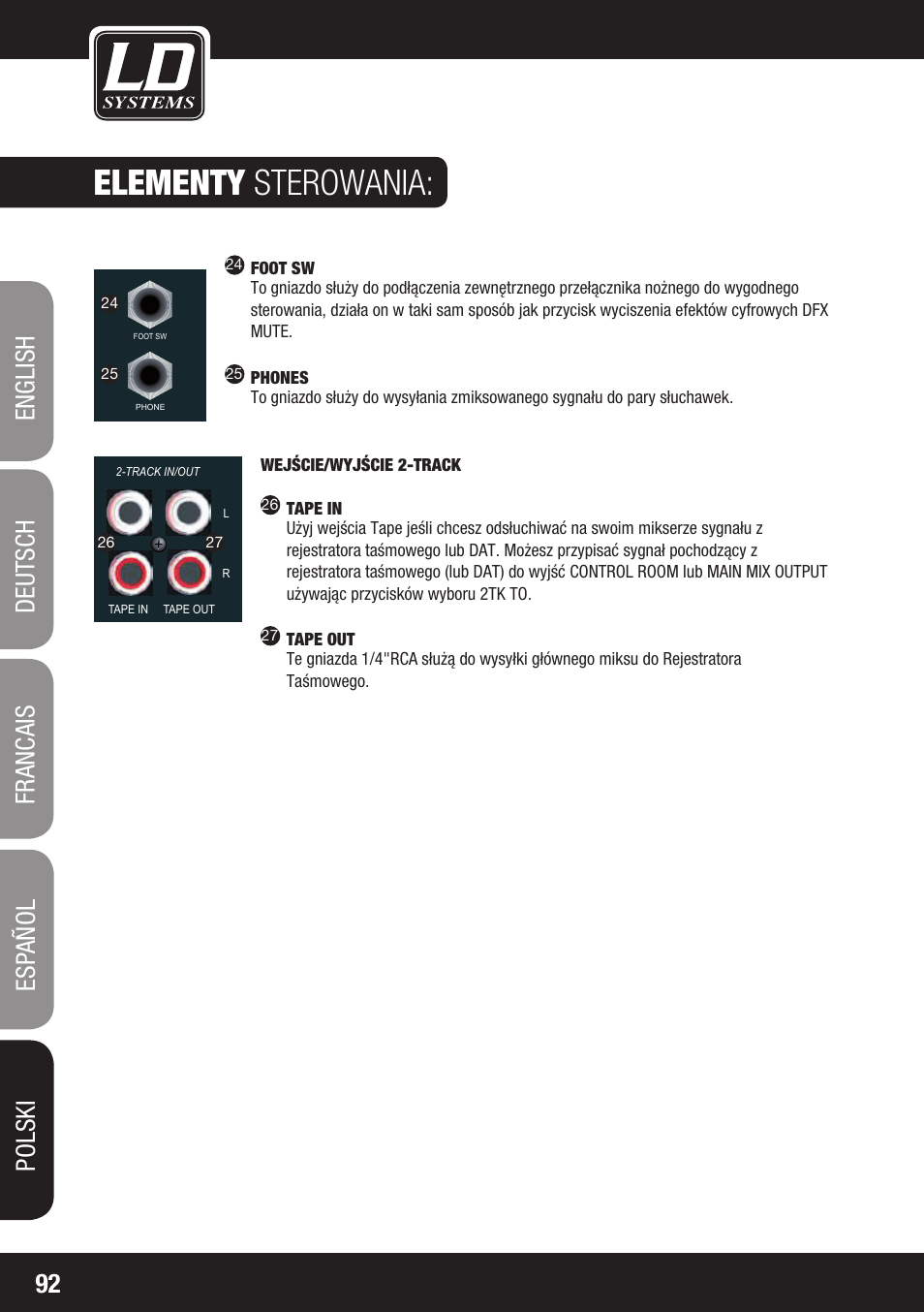 Elementy sterowania | LD Systems LAX 8 D User Manual | Page 92 / 104