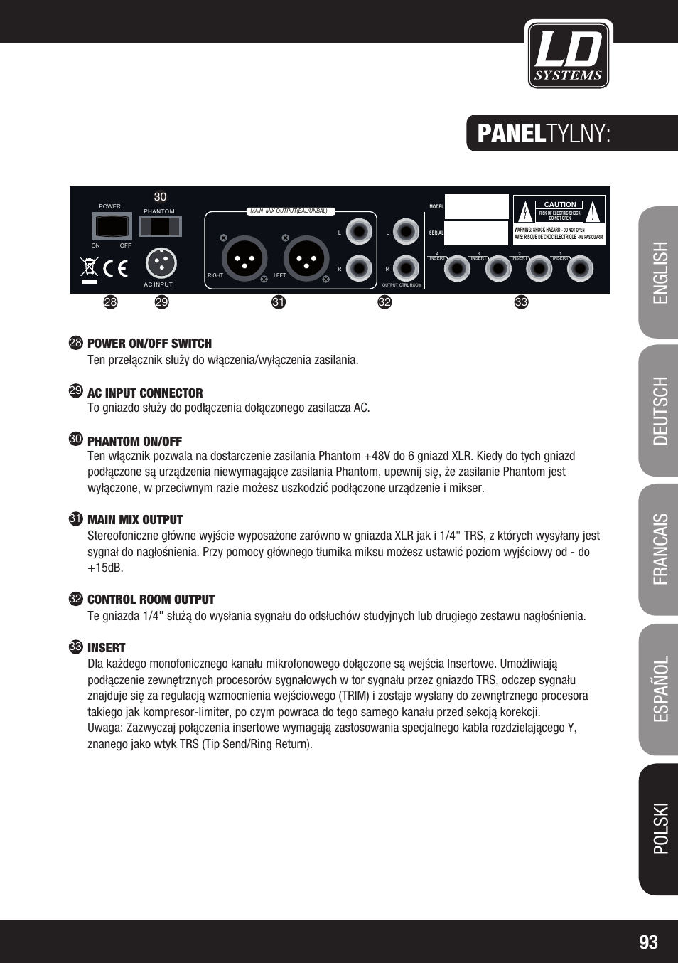 Panel tylny | LD Systems LAX 8 D User Manual | Page 93 / 104