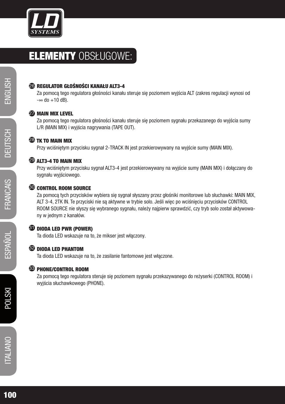 Elementy obsługowe | LD Systems LAX 12 D USB User Manual | Page 100 / 134