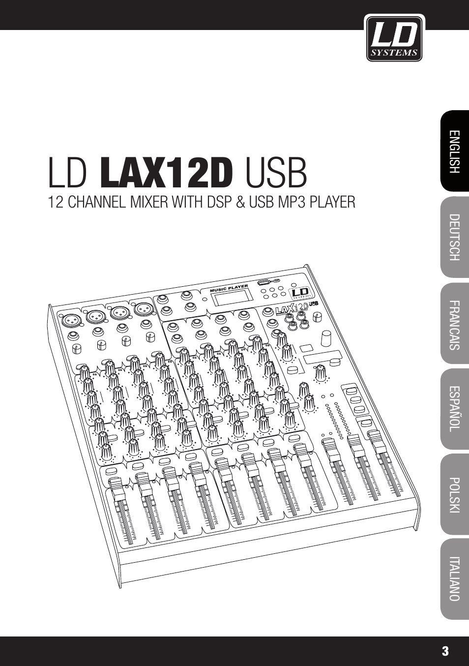 Ld lax12d usb, 12 channel mixer with dsp & usb mp3 player | LD Systems LAX 12 D USB User Manual | Page 3 / 134