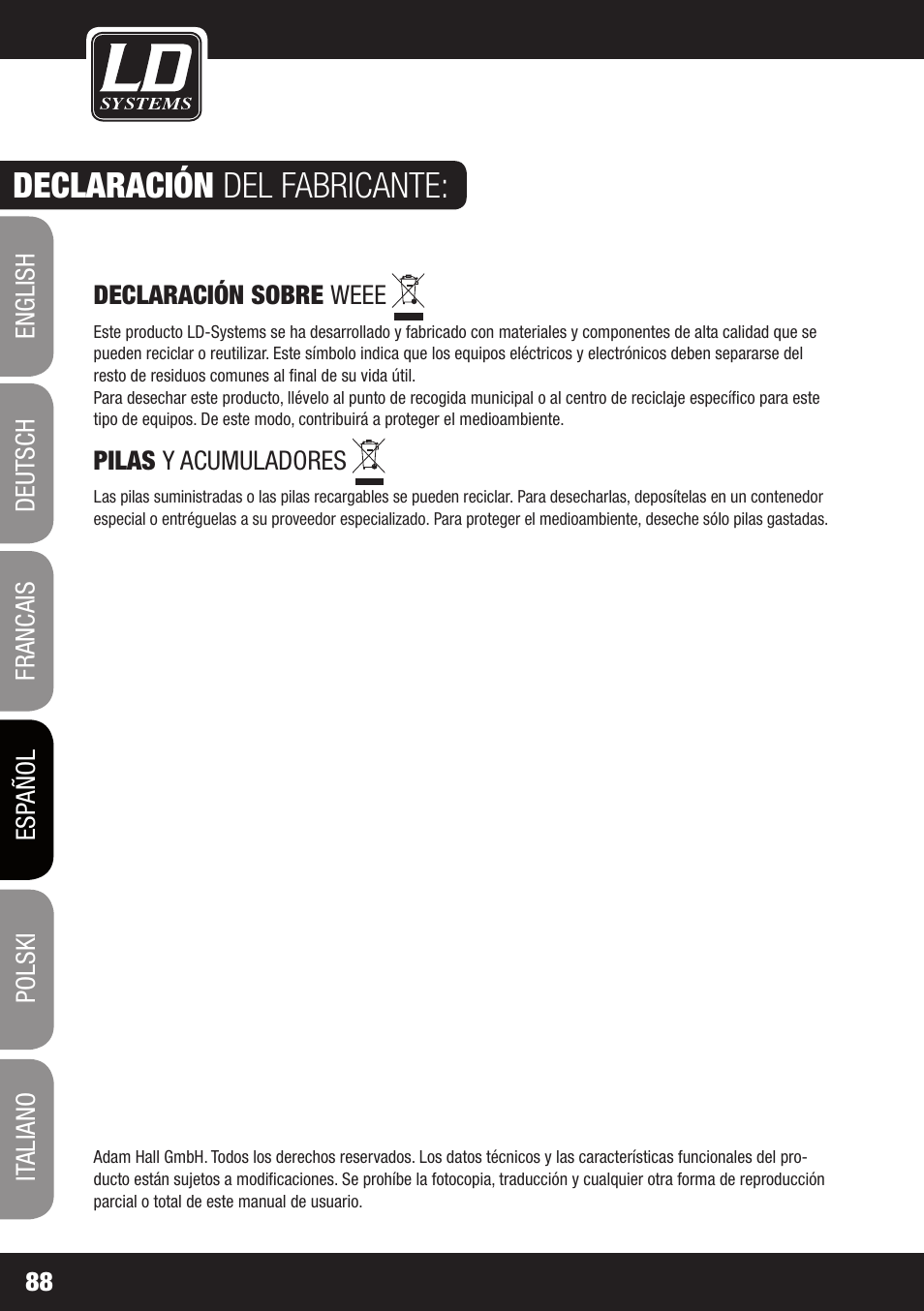 Declaración del fabricante | LD Systems LAX 12 D USB User Manual | Page 88 / 134