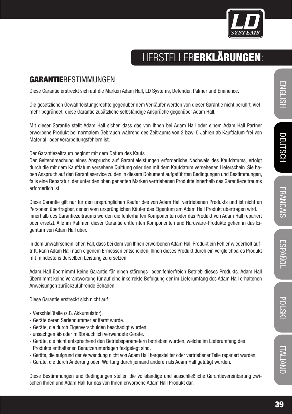 LD Systems LAX 16 D User Manual | Page 39 / 122