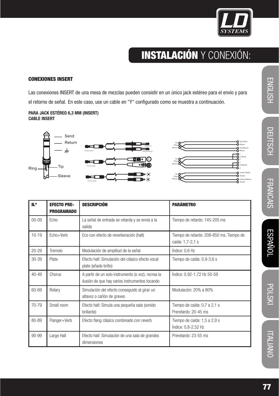 Instalación y conexión | LD Systems LAX 16 D User Manual | Page 77 / 122
