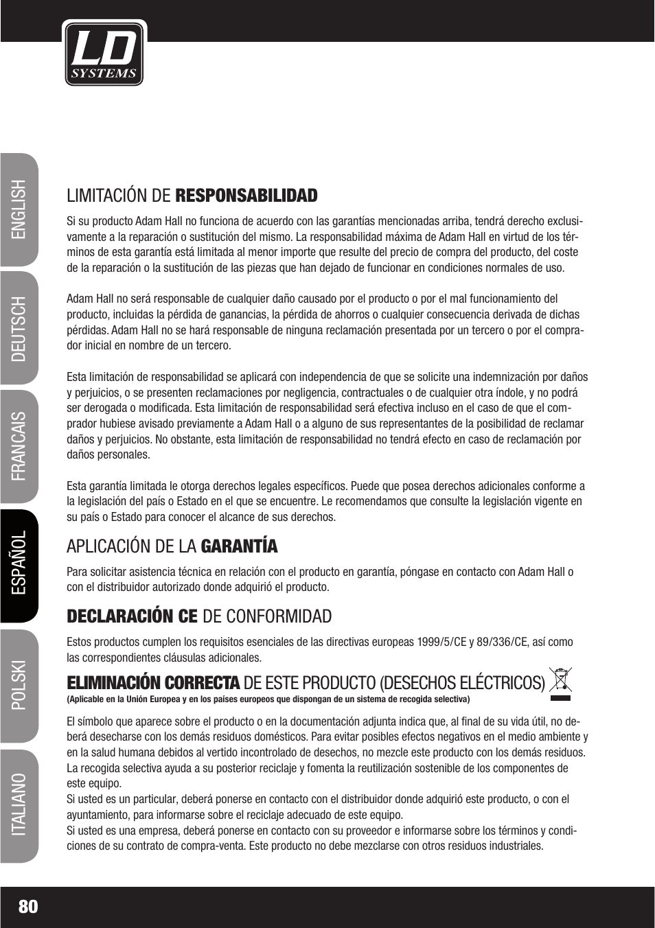 LD Systems LAX 16 D User Manual | Page 80 / 122