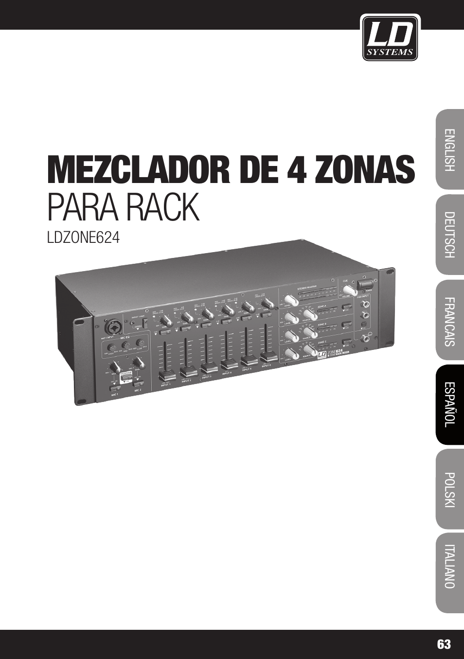 Mezclador de 4 zonas para rack | LD Systems ZONE 624 User Manual | Page 63 / 124