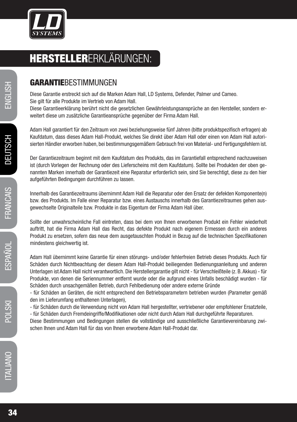 Hersteller erklärungen | LD Systems MS 828 User Manual | Page 34 / 112