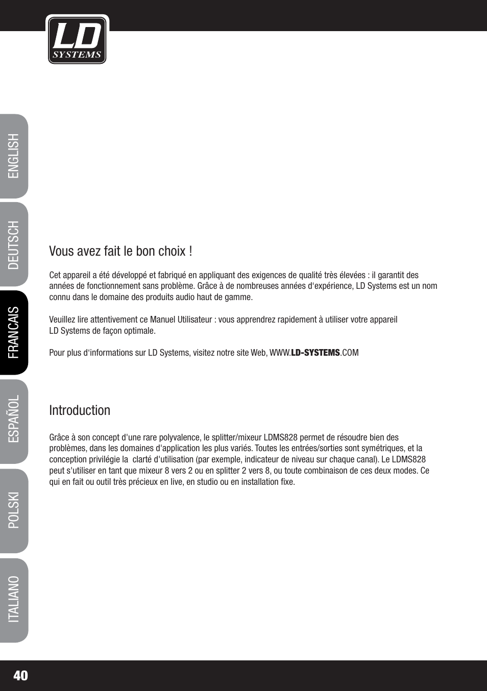 LD Systems MS 828 User Manual | Page 40 / 112