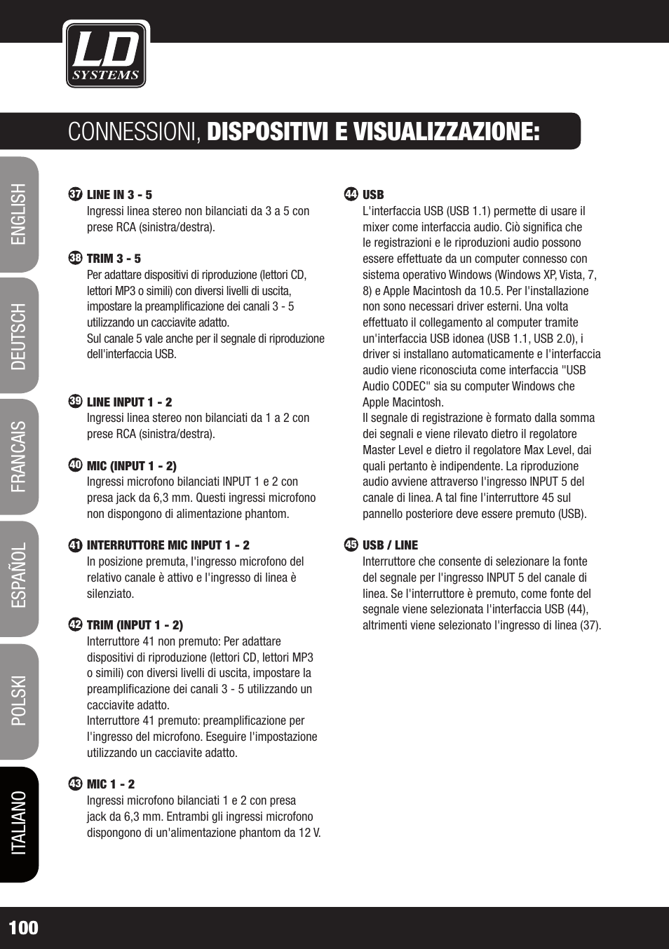 Connessioni, dispositivi e visualizzazione | LD Systems ZONE 622 User Manual | Page 100 / 112