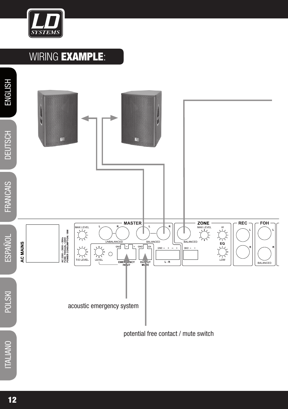 Wiring example | LD Systems ZONE 622 User Manual | Page 12 / 112