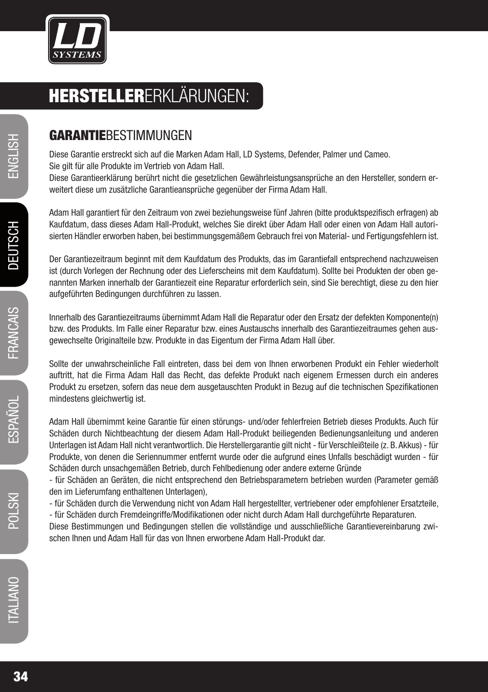 Hersteller erklärungen | LD Systems ZONE 622 User Manual | Page 34 / 112