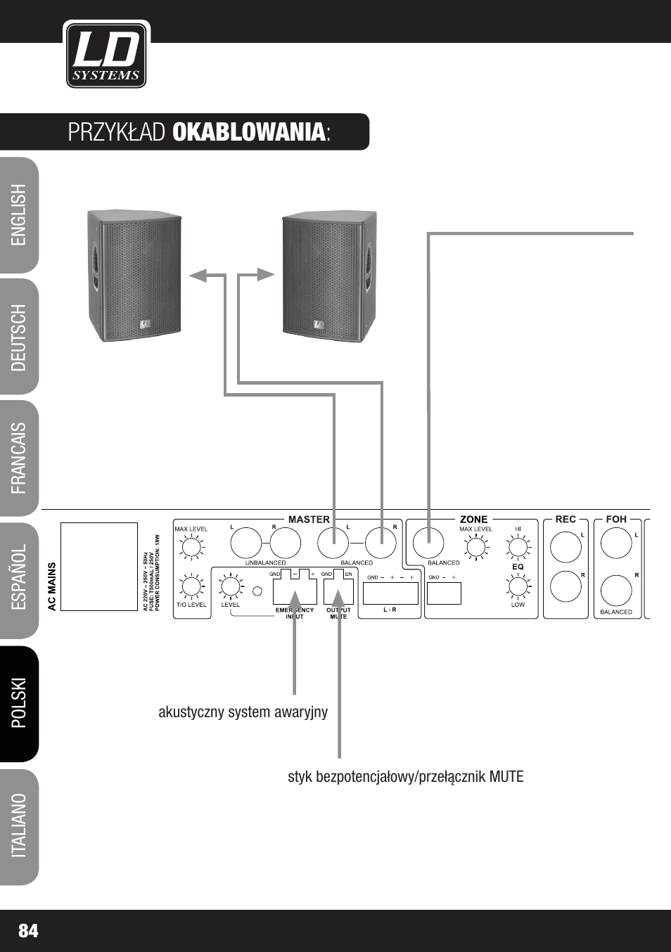 Przykład okablowania | LD Systems ZONE 622 User Manual | Page 84 / 112