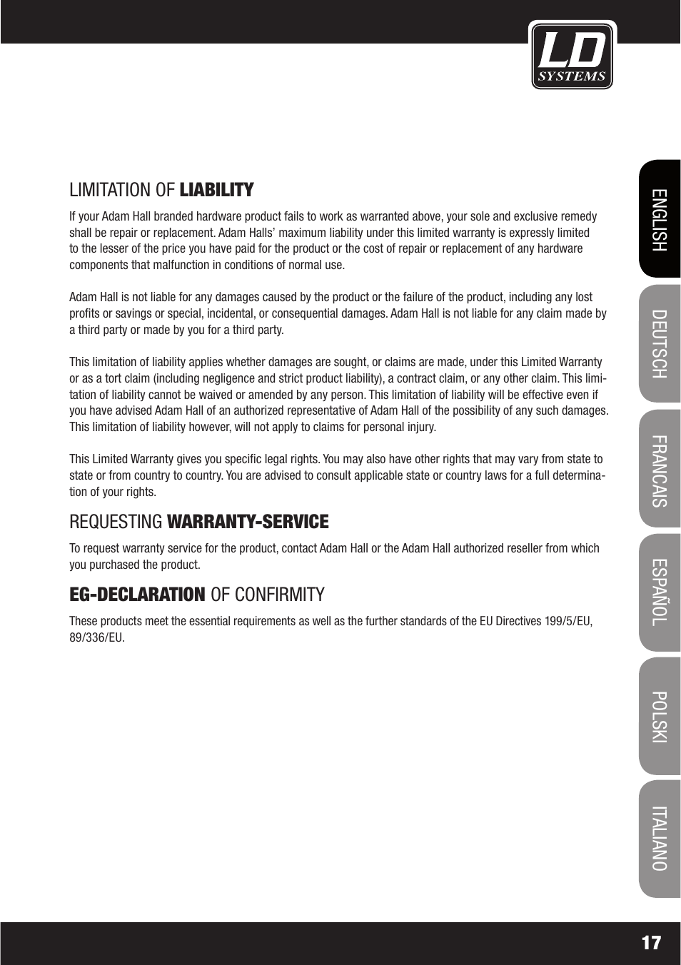 LD Systems LAX 6 D User Manual | Page 17 / 110