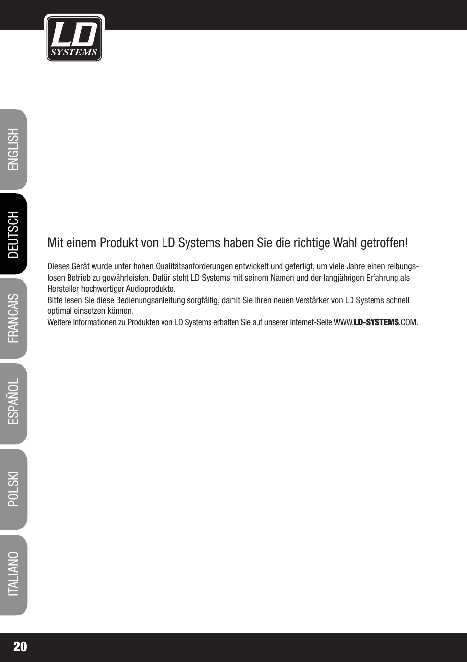 LD Systems LAX 6 D User Manual | Page 20 / 110