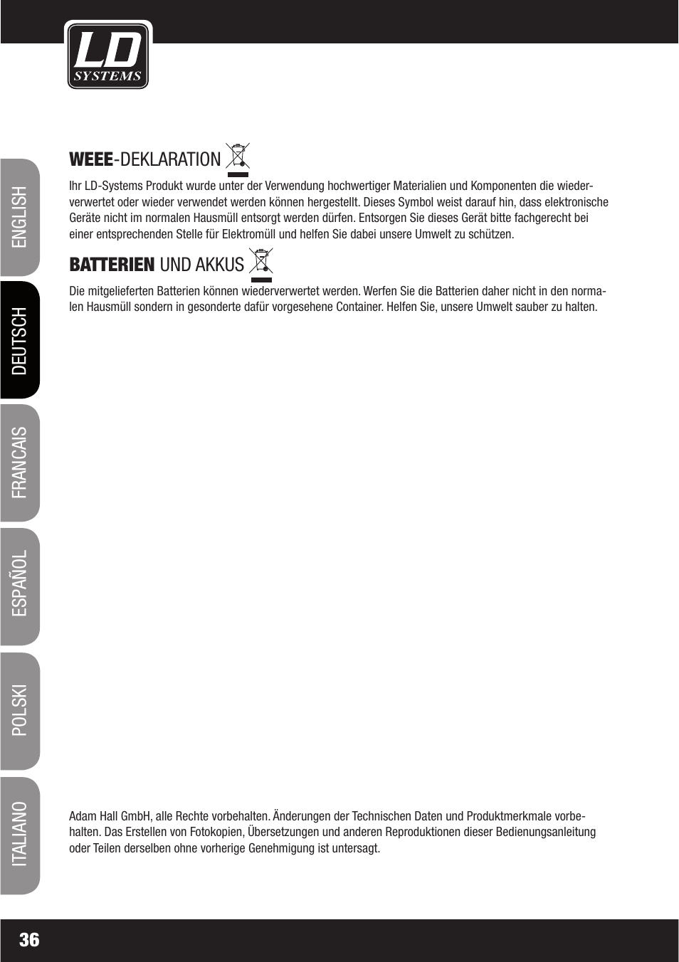 LD Systems LAX 6 D User Manual | Page 36 / 110