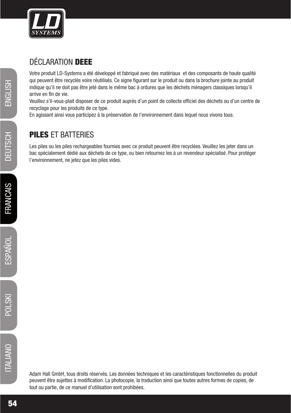 LD Systems LAX 6 D User Manual | Page 54 / 110