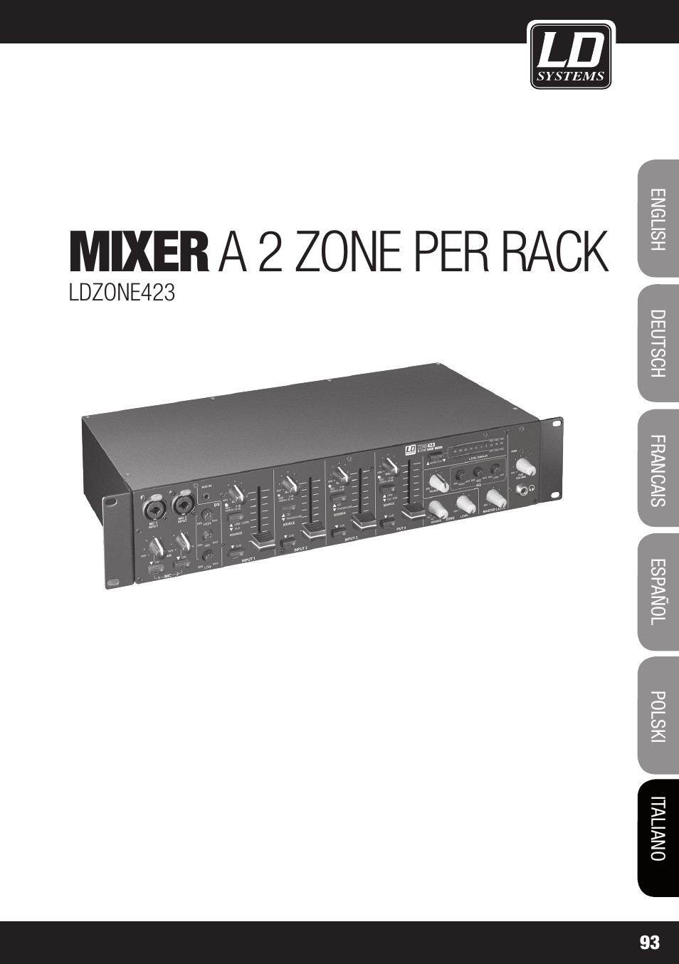 Mixer a 2 zone per rack | LD Systems ZONE 423 User Manual | Page 93 / 112