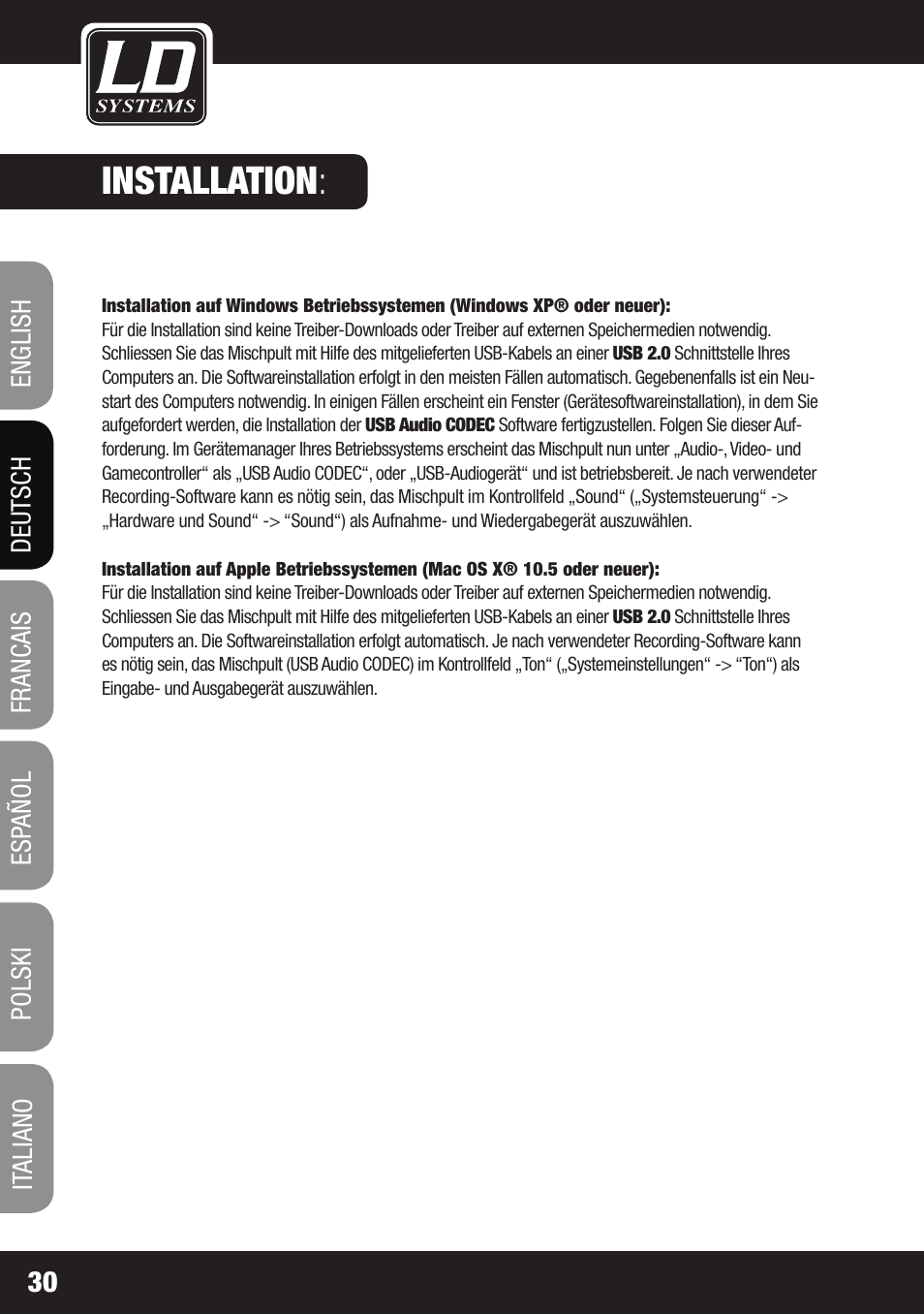 Installation | LD Systems LAX 3 USB User Manual | Page 30 / 112