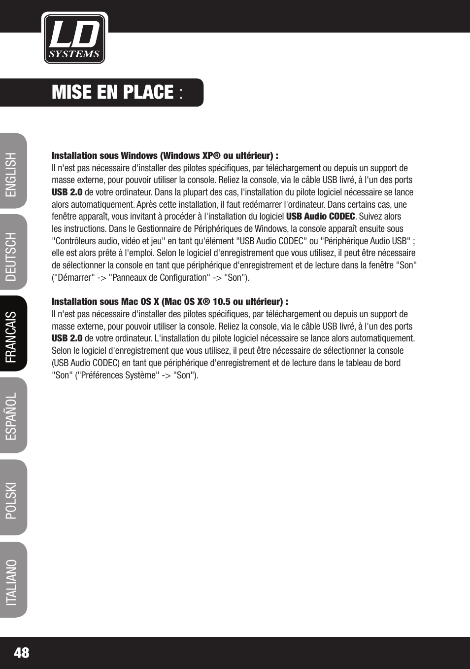Mise en place | LD Systems LAX 3 USB User Manual | Page 48 / 112