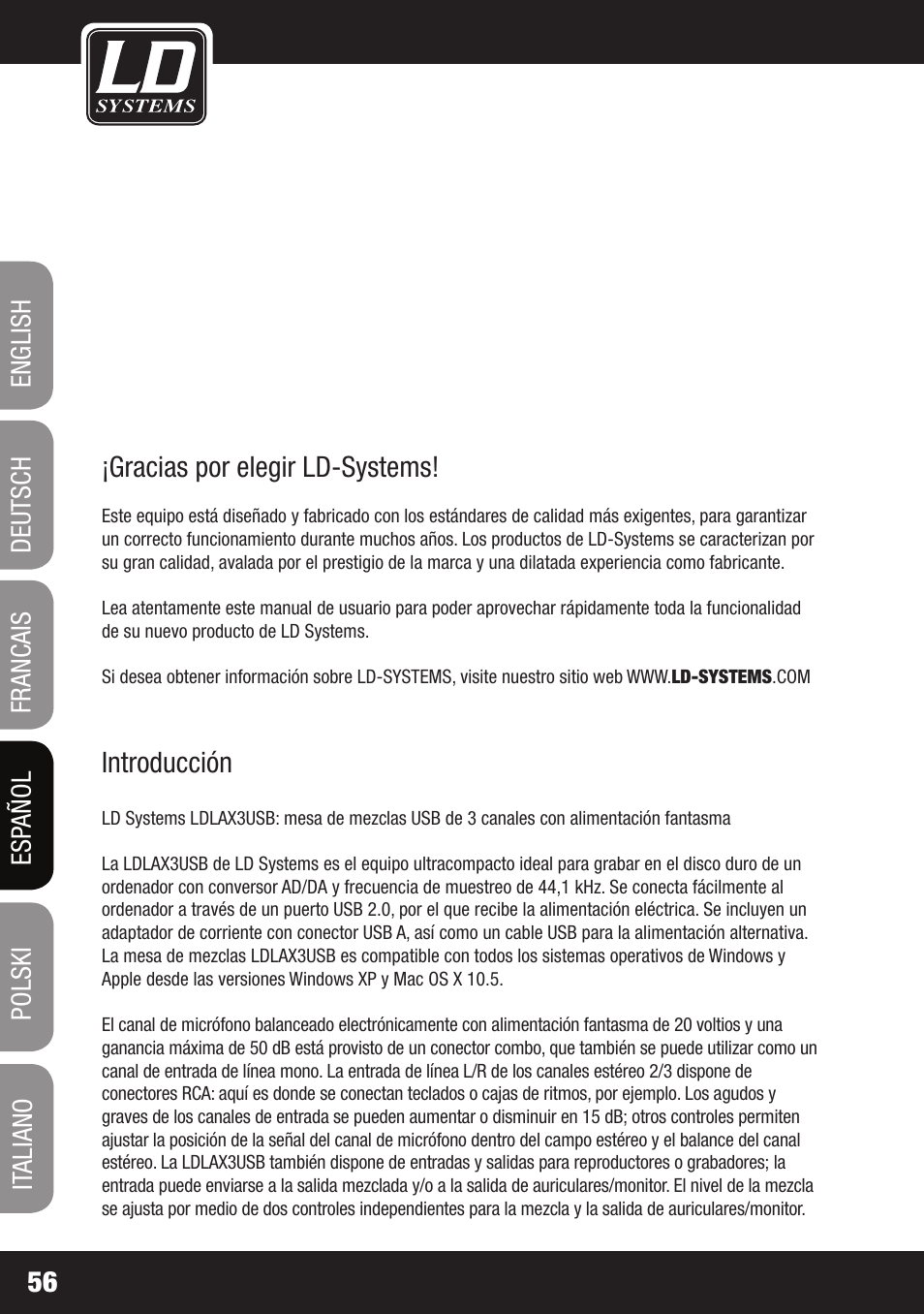 LD Systems LAX 3 USB User Manual | Page 56 / 112