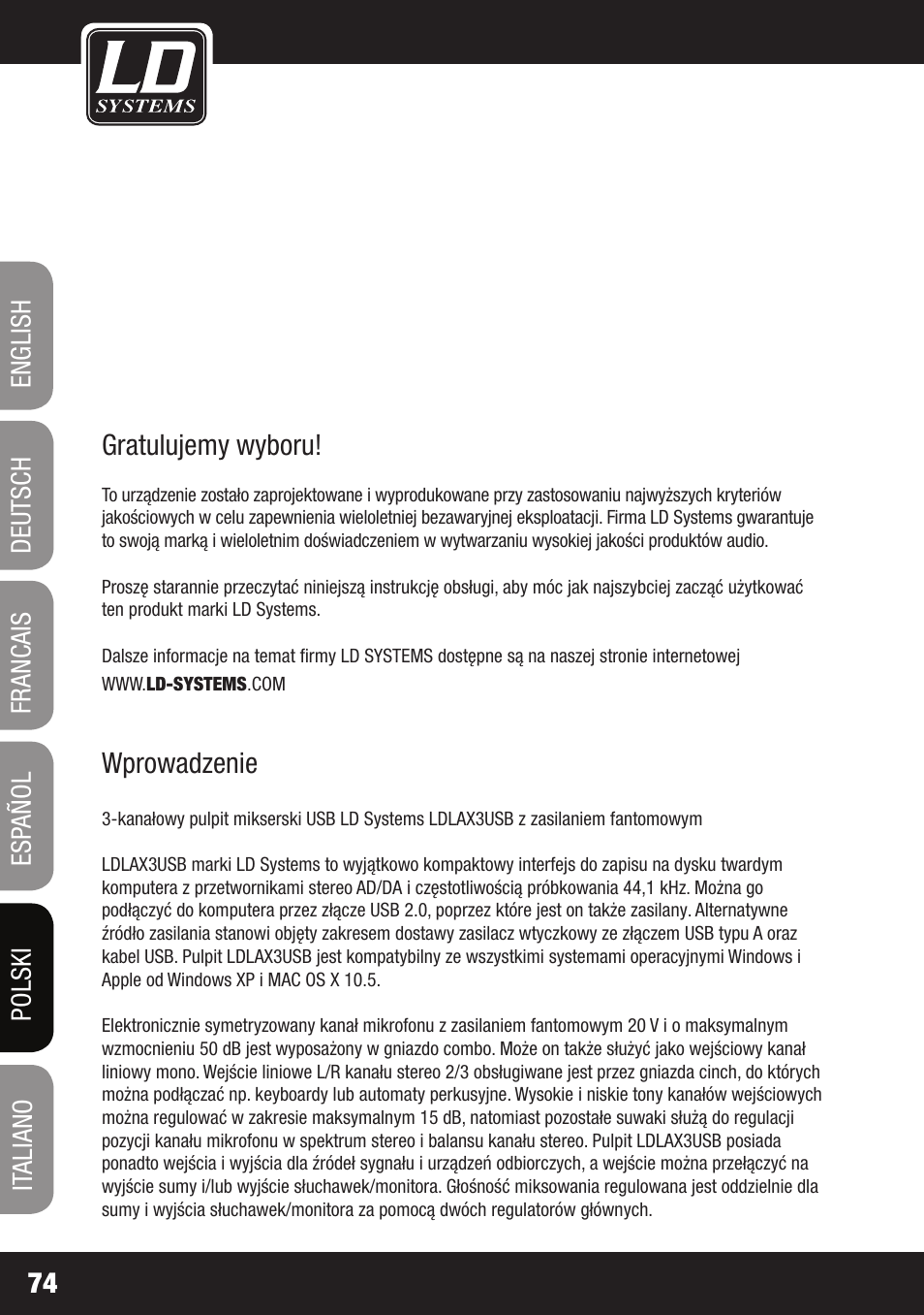 LD Systems LAX 3 USB User Manual | Page 74 / 112
