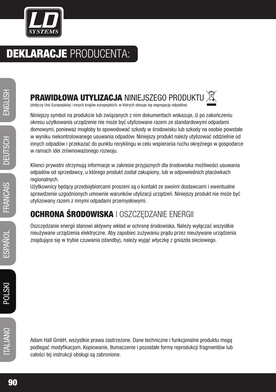 Deklaracje producenta | LD Systems LAX 3 USB User Manual | Page 90 / 112